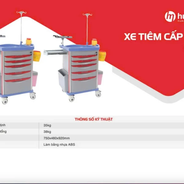 Xe đẩy thuốc Humed HM-T1 – 5 ngăn kéo, khoá trung tâm