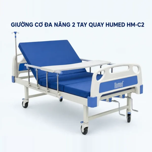 Giường bệnh 2 tay quay Humed HM-C2 – nâng lưng 0–85°, nâng chân