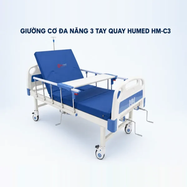 Giường bệnh 3 tay quay Humed HM-C3 có bô vệ sinh