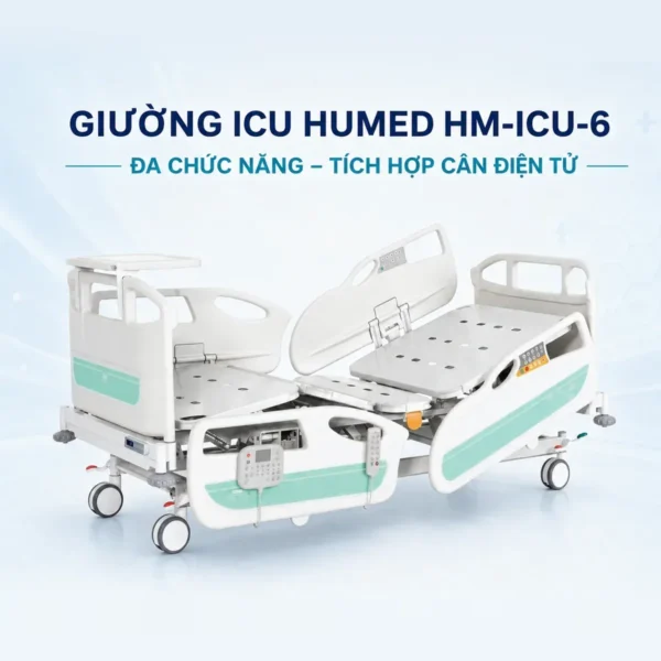 Giường ICU Humed HM-ICU-6 – cân điện tử, CPR, bảng điều khiển T-motion
