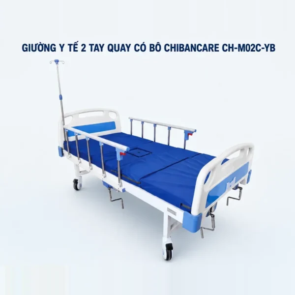 Giường bệnh 2 tay quay có bô vệ sinh Chibancare CH-M02C-YB