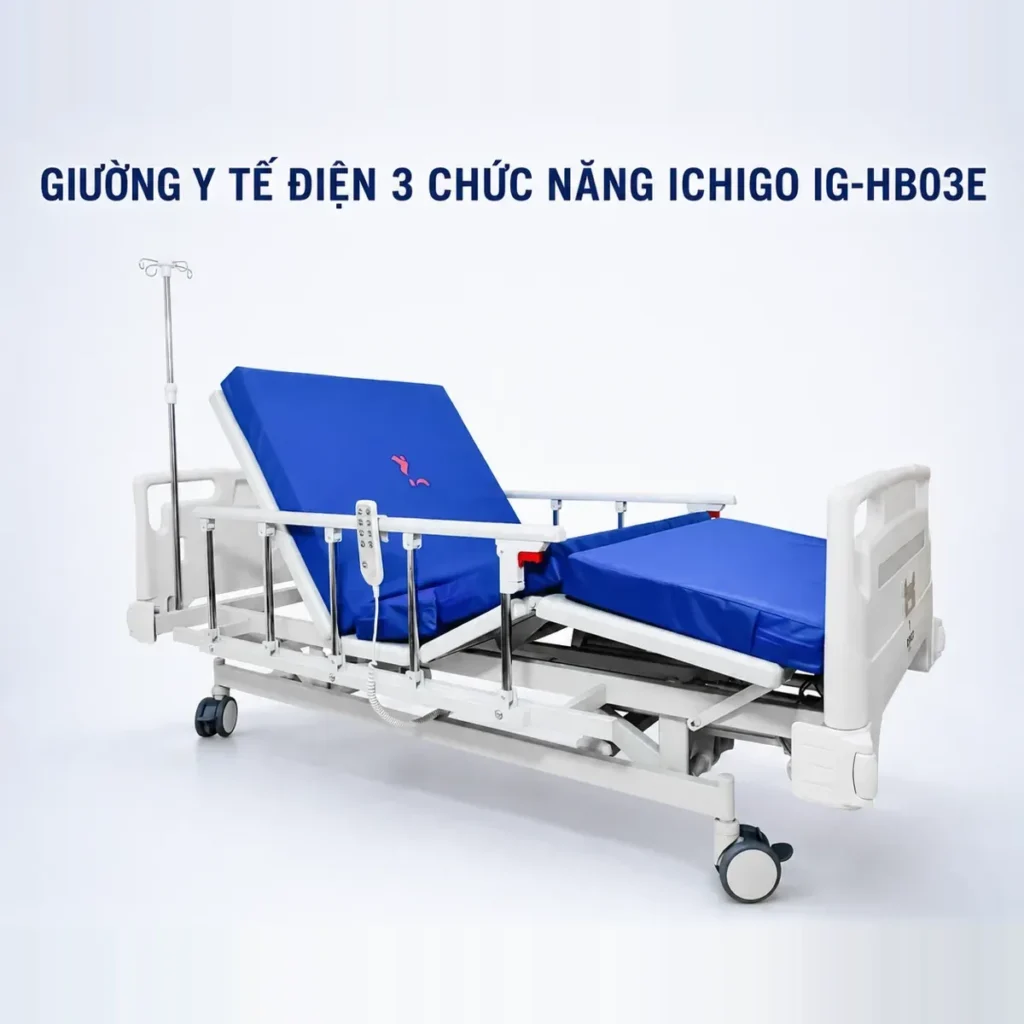 Giường y tế điện 3 chức năng Ichigo IG-HB03E – nâng hạ 440–750 mm – ảnh 2