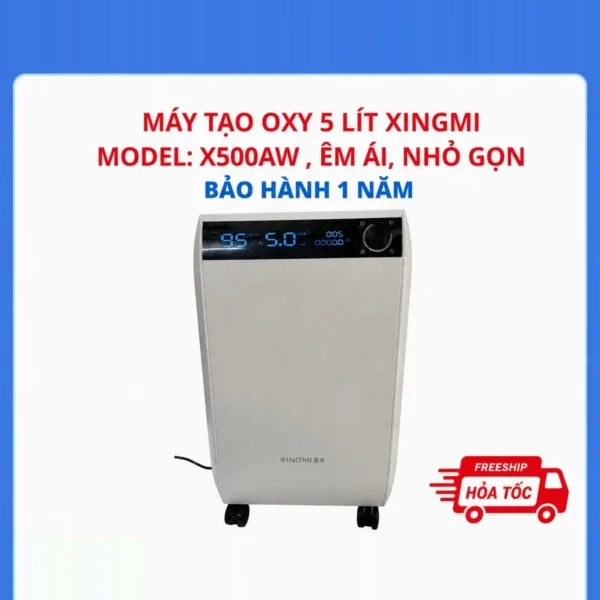 Máy tạo oxy XingMi X500AW 5 lít – êm ≤45 dB, lưu lượng tới 7 L/phút