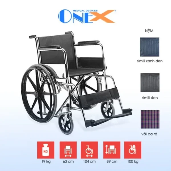 Xe lăn tiêu chuẩn One-X 809B – khung thép mạ chrome